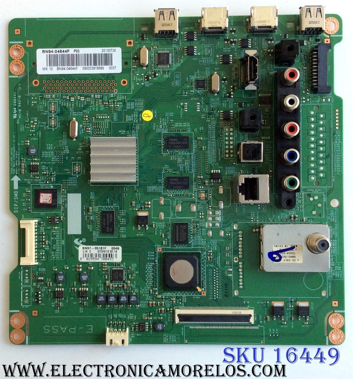 MAIN PSRS TV  SAMSUNG NUMERO DE PARTE   BN94-04644F / BN97-05181F / BN41-01802A / PANEL S64FH-YD01 / S64FH-YB01 / MODELO PN64E550D1FXZA TW02