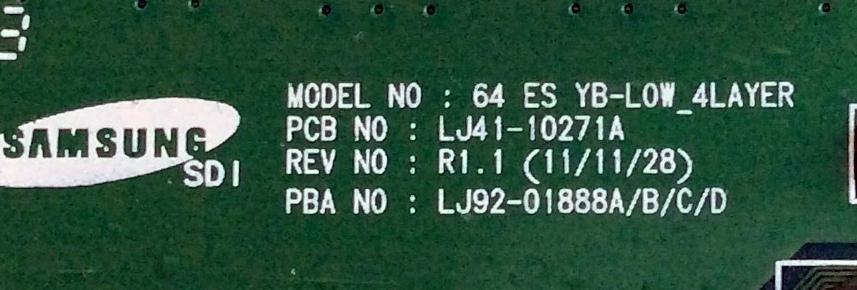 BUFFER LOWER / SAMSUNG BN96-22033A / LJ92-01888A / 888A A1 / LJ41-10271A / PANEL S64FH-YD01 / S64FH-YB01 / S64FH-TB01 / MODELOS PN64E550D1FXZA TW02 / PN64E7000FFXZA TW02 / PN64E8000GFXZA TW02 - Imagen 2