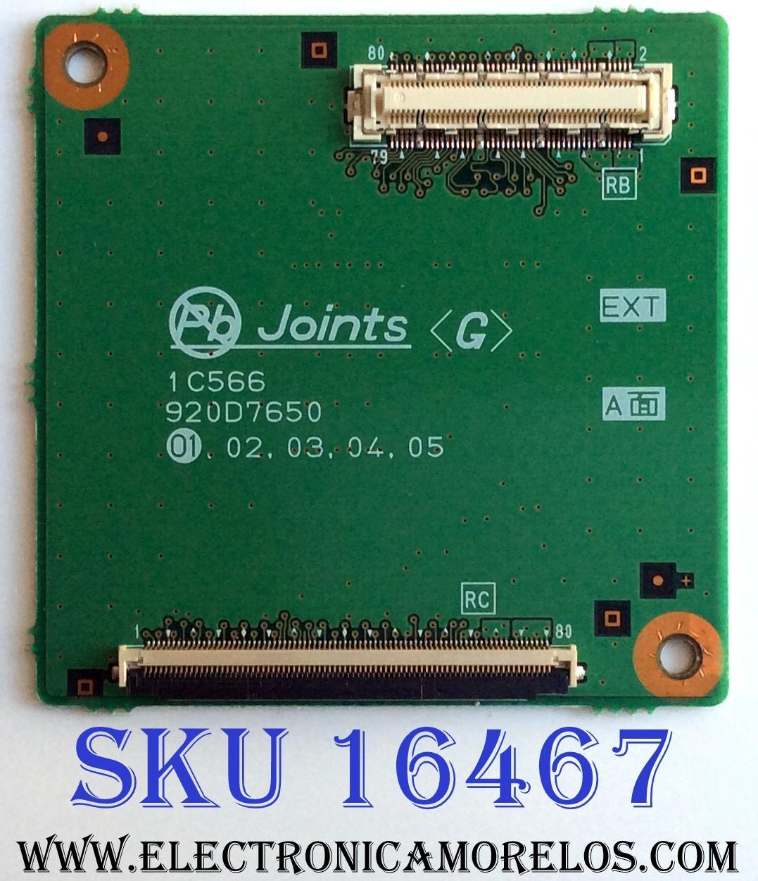 ADAPTADOR DE TARJETA INTERFACE / 920D765001 / 212A01601 / 920D7650 01 / 1C566 / PANEL LTA460HE08 / MODELO LCD-46LF2000 (M)