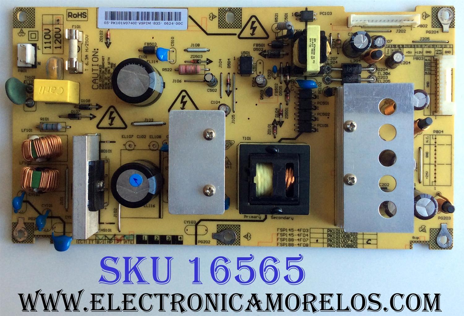 FUENTE DE PODER / TOSHIBA 75012781 / PK101V0740I / FSP188-4F07 / 3BS0191113GP / MODELOS 37AV52U / 37AV502U	