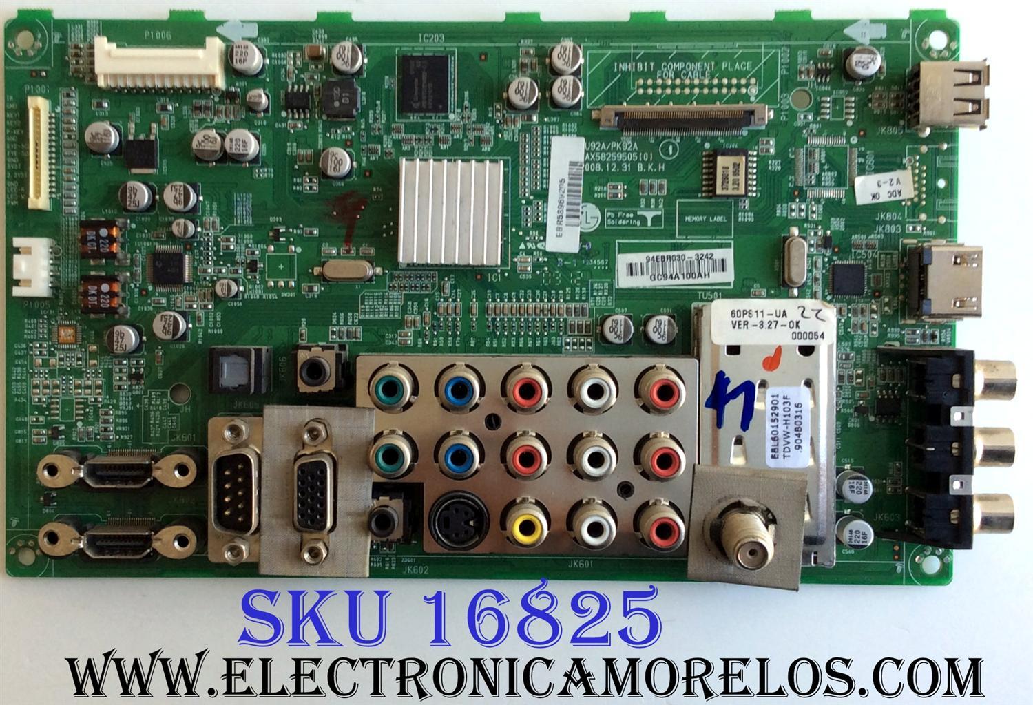 MAIN / LG EBR58969205 / EAX58259505(0) / 94EBR030-3242 / PANEL PDP60H30001 / MODELO 60PS11-UA AUSLLJR