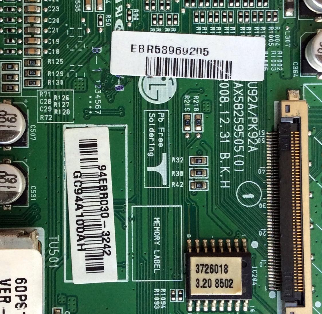 MAIN / LG EBR58969205 / EAX58259505(0) / 94EBR030-3242 / PANEL PDP60H30001 / MODELO 60PS11-UA AUSLLJR - Imagen 2