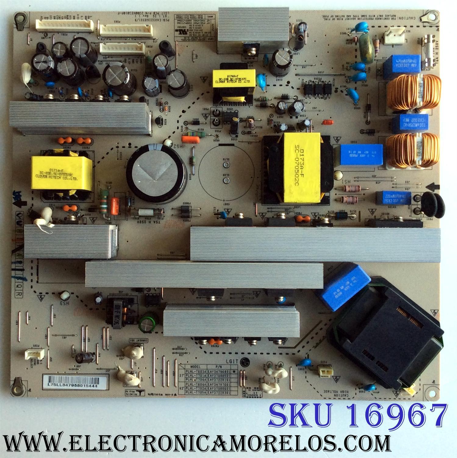 FUENTE DE PODER / LG EAY34796801 / 34796801 / EAX322668301 / 9 / 2300KEG010A-F / PANEL LC370WX3 (SL)(D1)/  MODELOS 37LC7D-UK / 37LC7D-UB.AUSVLMM