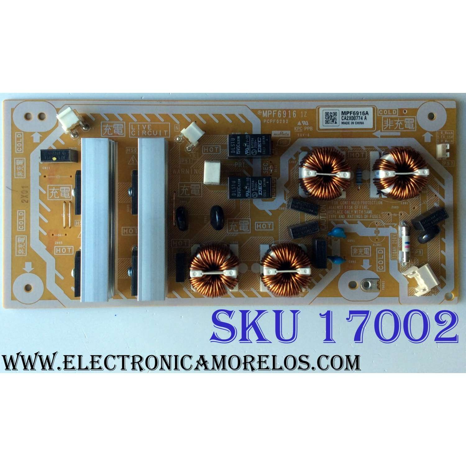 SUB FUENTE DE PODER / PANASONIC N0AE6KL00019 / MPF6916 / PCPF0292 / MPF6916A / PANEL MC165FJ1531 / MODELOS TC-P65GT50 / TC-P65VT50 / TC-P65VT60 / TC-P65ZT60 / TC-P60ZT60