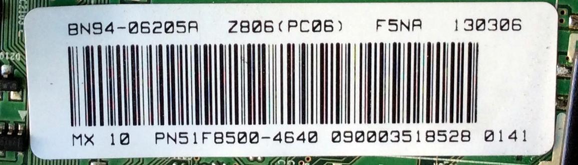 MAIN PARA TV SAMSUNG / NUMERO DE PARTE BN94-06205A / BN41-01998A / BN97-06633C / PANEL S51FH-YE02 / S51FH-YB04 / MODELO PN51F8500AFXZA UW01 - Imagen 3