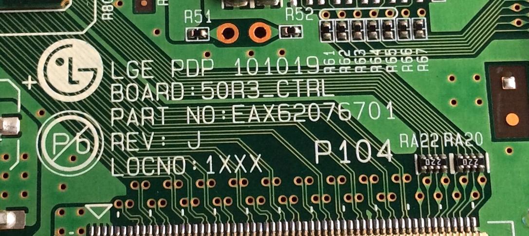 MAIN LOGICA / LG EBR71727804 / EAX62076701 / REV:J / 50R3_CTRL / PANEL PDP50R30111 / MODELOS Z50PV220-UA AUSZZUR / 50PV450-UA AUSZLHR / 50PV450C-UA AUSZLHR / 50PV490-UC AUSZLJR / 50PZ550-UA AUSZLUR / 50PZ750-UG AUSZLJR / 50PZ950-UA AUSZLJR - Imagen 2