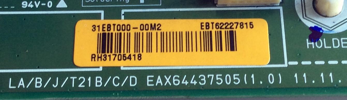 MAIN ORIGINAL PARA TV LG / NUMERO DE PARTE EBT62227815 / EAX64437505 / 31EBT000-00M2 / EAX64437505(1.0) / PARTES SUSTITUTAS EBT62227820 / PANEL LC550EUE (SE)(R1) / MODELO 55LS4500-UD / 55LS4500-UD AUSZLHR - Imagen 2