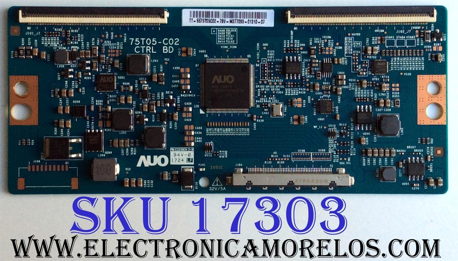 T-CON PARA TV VIZIO 4K UHD HDR SMART TV / NUMERO DE PARTE 55.75T05.C02 / 5575T05C02 / 75T05-C02 / PANEL´S S750QF57 / S750QF57 V1 / MODELOS V755-J04 / V755-J04 LBNFE5 / V755-J04 LBNFE5KX / M75-E1 LTMAEM / M75-E1 LTMAEMMU / E75-E1 LTMAGR / E75-E1 LTMAGRAT