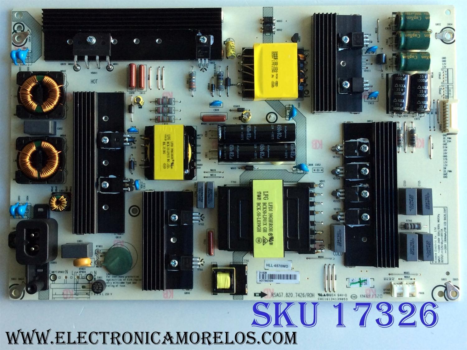 FUENTE DE PODER / BEST BUY / SHARP 211529 / RSAG7.820.7426/ROH / HLL-6570WD / E56327 / CQC16134139053 / PANEL / MODELO LC-65LBU591U