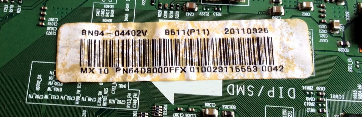 MAIN PARA TV SAMSUNG NUMERO DE PARTE BN94-04482V / BN41-01623A / BN97-05515A / PANEL S63FH-YB06 / MODELO PN64D8000FFXZA I101 - Imagen 3