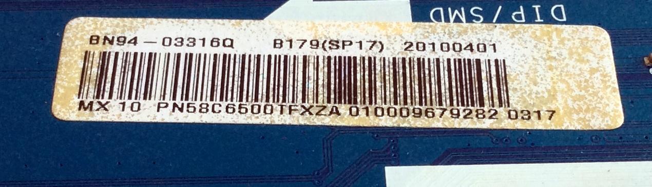 MAIN PARA TV  SAMSUNG  NUMERO DE PARTE BN94-03316Q / BN41-01351B / BN97-04034K / BN97-04034H / PARTE SUSTITUTA BN94-03316E / PANEL S58FH-YB05 / MODELOS PN58C6500TFXZA / PN58C6500TFXZA I003 - Imagen 2