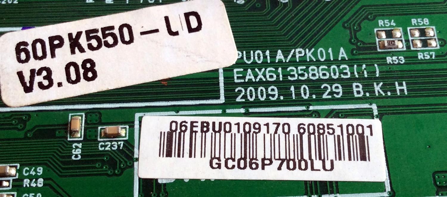 MAIN / LG EBR60851001 / EAX61358603 / 6851001 / EBR65773401 / EBT60948301 / EAX61358603(1) / PANEL PDP60R10000 / MODELO 60PK550-UD - Imagen 2