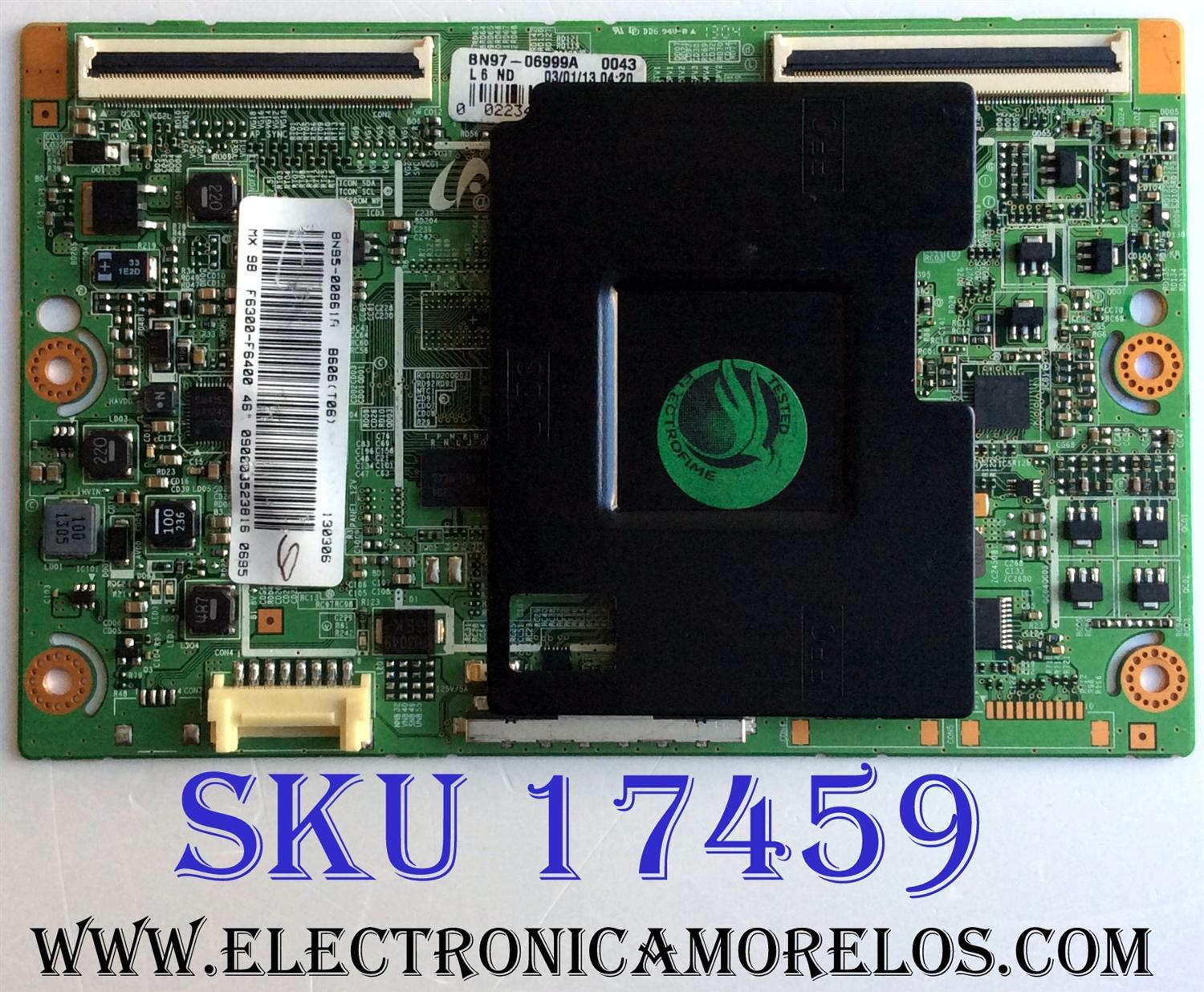 T-CON / SAMSUNG BN95-00861A / BN41-01939A / BN97-06999A / PARTE SUSTITUTA BN95-00861B / PANEL CY-HF460CSLV1H / MODELOS HG46NB690QFXZA / UN46F6300AFXZA TS01 / UN46F6350AFXZA TS01 / UN46F6400AFXZA