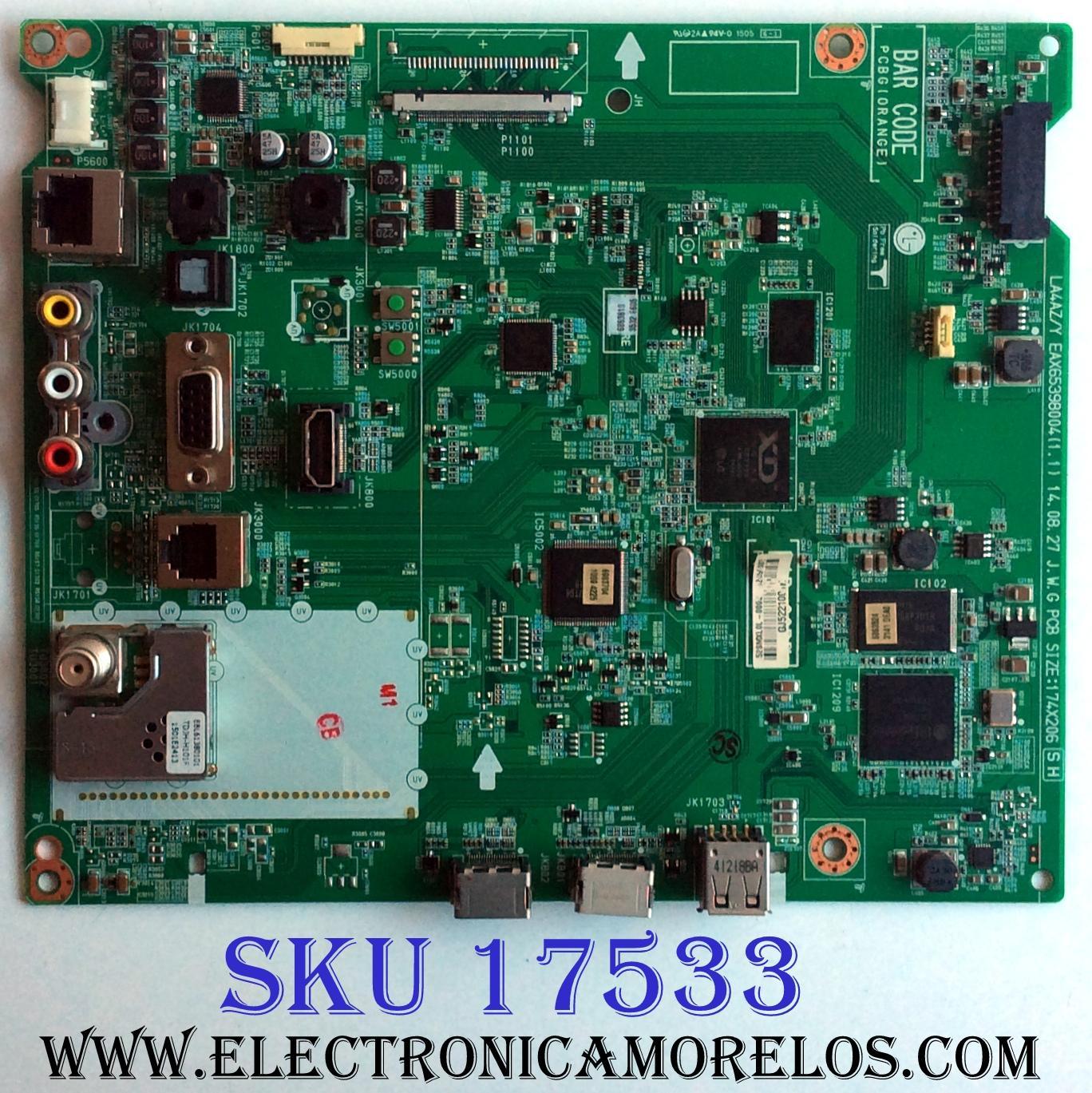 MAIN / LG EBU62456002 / EAX65398004(1.1) / EAX65398004 / 62456002 / PANEL NC390DUN VXBP3 / MODELOS 43UJ6300-UA BUSYLJM / 43UJ6300