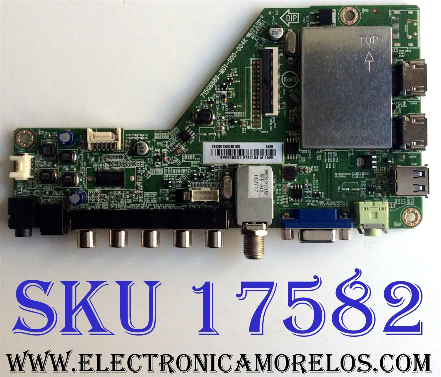 MAIN / INSIGNIA 756TXECB01K004 / XECB01K004 / 715G6689-M01-000-004K / XECB01K004010X / PANEL TPT400LA-J6PE1 REV:SC1N / MODELO NS-40D510NA15