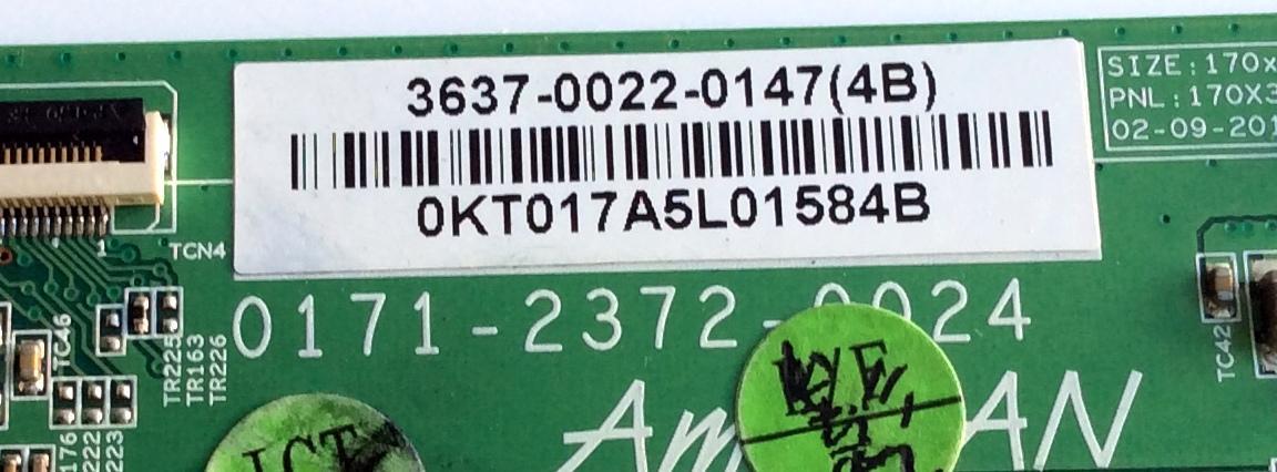 T-CON / VIZIO 3637-0022-0147 / 0171-2372-0024 / PANEL LC370EUH (SC)(R1) / MODELO XVT373SV - Imagen 2