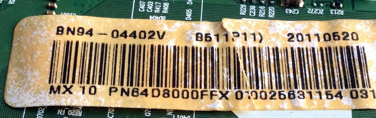 MAIN / SAMSUNG BN94-04402V / BN41-01623A / BN97-05515A / PANEL S63FH-YB06 / MODELOS PN64D8000 / PN64D8000FFXZA I101 / PN64D8000FFXZA I503 - Imagen 2