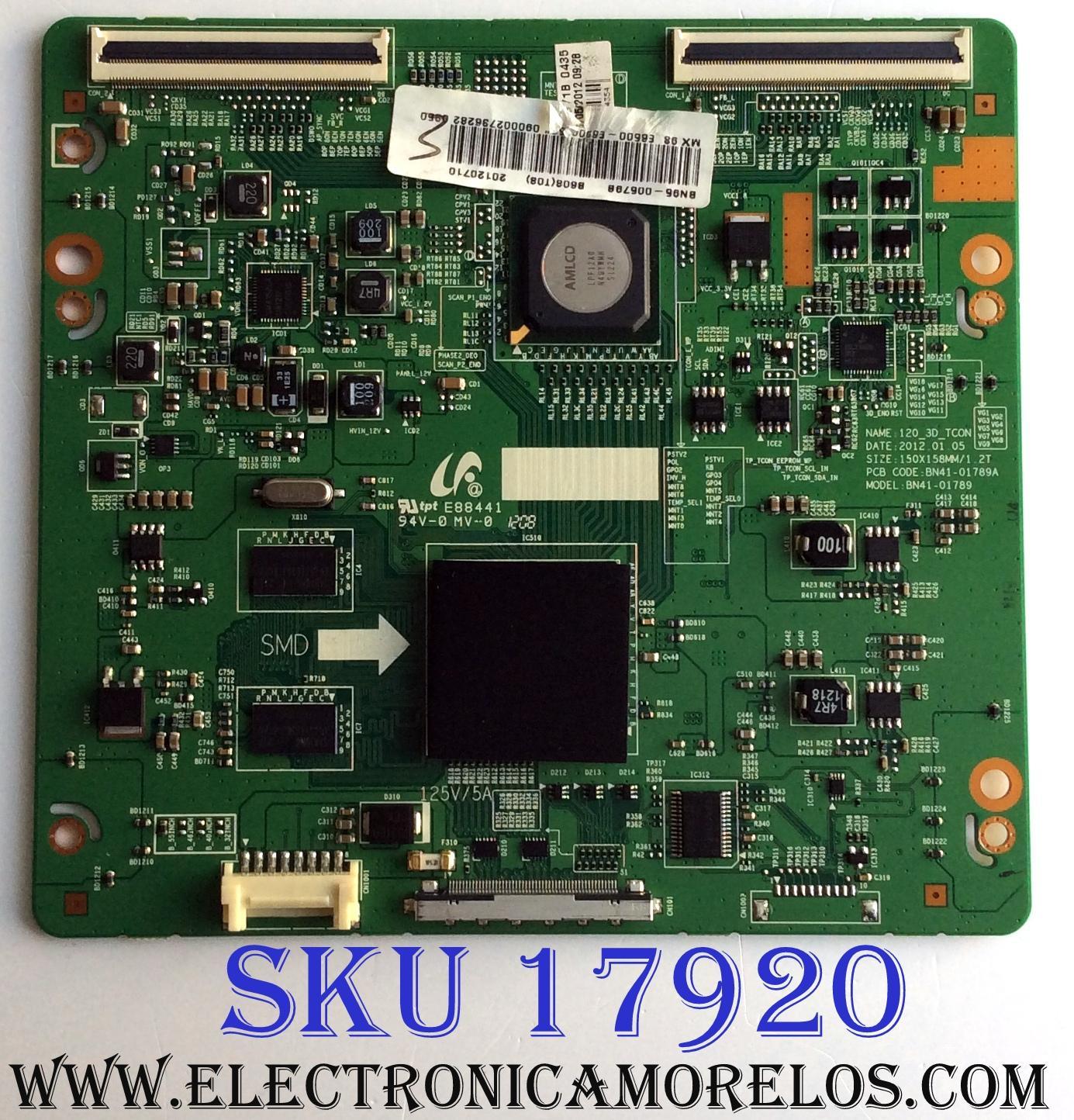 T-CON / SAMSUNG BN95-00579B / BN41-01789A / BN97-06371B / PARTE SUSTITUTA BN95-00579A / MODELOS UN55ES6500FXZA TS01 / UN55ES6550FXZA / UN55ES6580FXZA / UN55ES6600FXZA / UN55ES6820FXZA