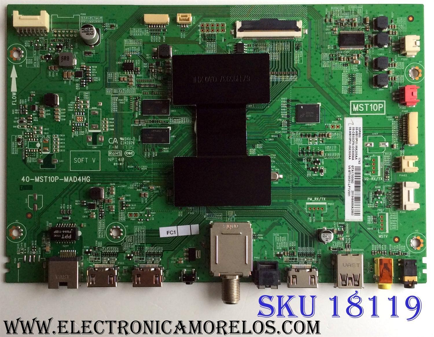 MAIN / TCL 08-CS55CFN-OC406AA / 40-MST10P-MAD4HG / MST10P / E3422828 / 08-CS55CFN-0C406AA / 08-MS10P01-MA200AA / 08-MS1P01-MA300AA / V8-ST10K01-LF1V001 / DISPLAY ST5461D04-3 VER.2.1 / MODELO 55P605