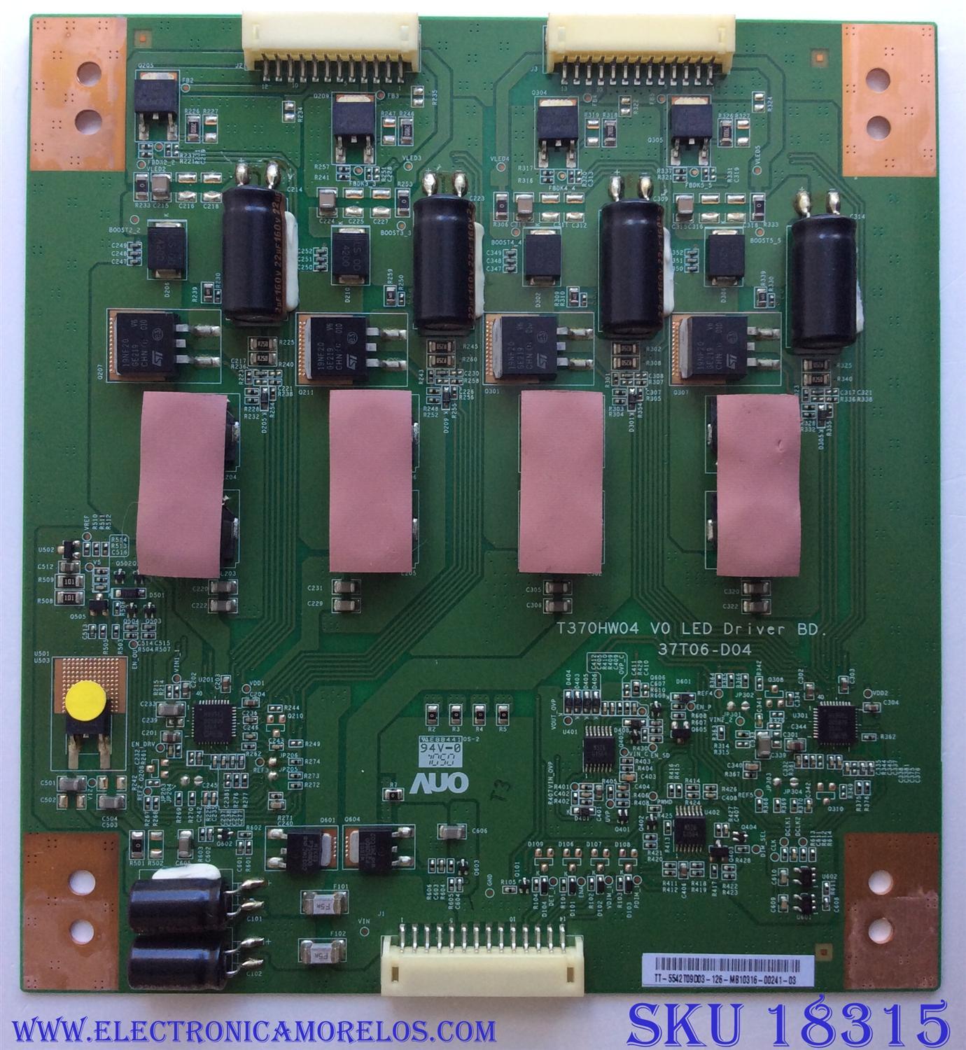 LED DRIVER / INSIGNIA 55.42T09.D03 / T370HW04 V0 / 37T06-D04 / 5542T09D03 / T370HW04 / PANEL T420HW07 V.3 / MODELO NS-42E859A11