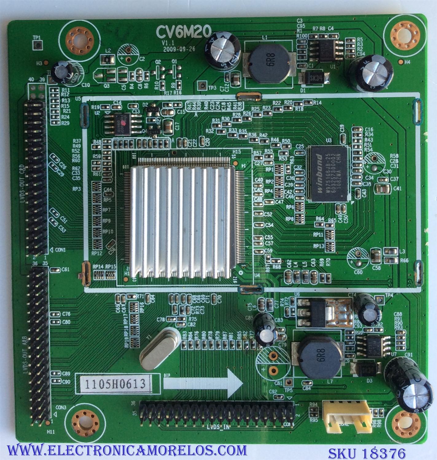 DRIVER T-CON / APEX 1105H0613 / CV6M20 V1.1 / PANEL LTA400HF16 / MODELO LE40H88	