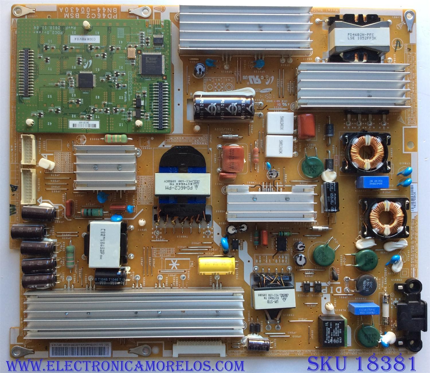 FUENTE DE PODER / SAMSUNG BN44-00430A / PD46C2_BSM / BN4400430A / PSLF151C03A / MODELOS UN46D7900XFXZA / UN46D8000YFXZA / UN46D8000YFXZA H302	