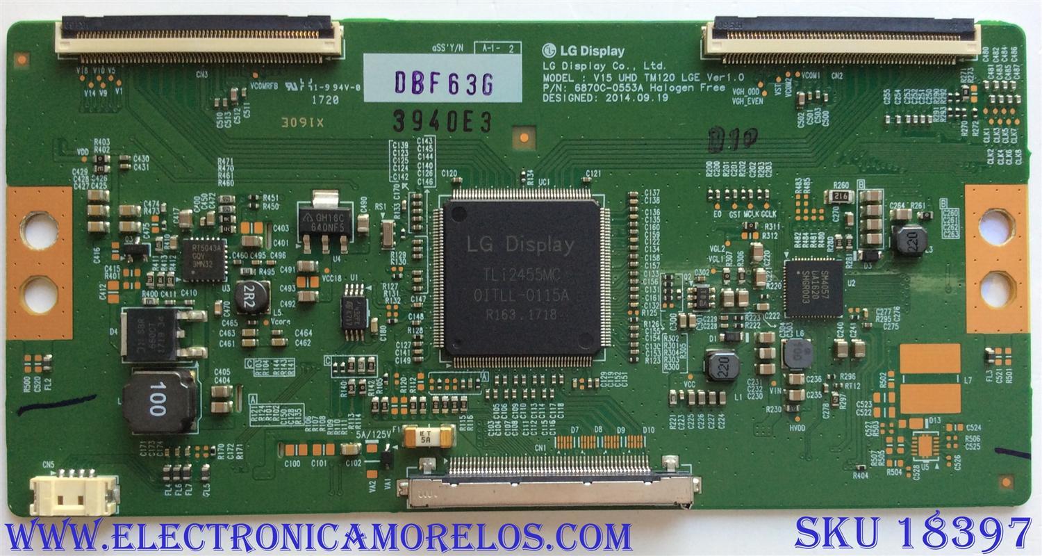 T-CON / LG 6871L-3940E / 6870C-0553A / 3940E / PANEL LC550EQE (FH)(M2) / MODELOS 55UX340C-UF / 55UX340C