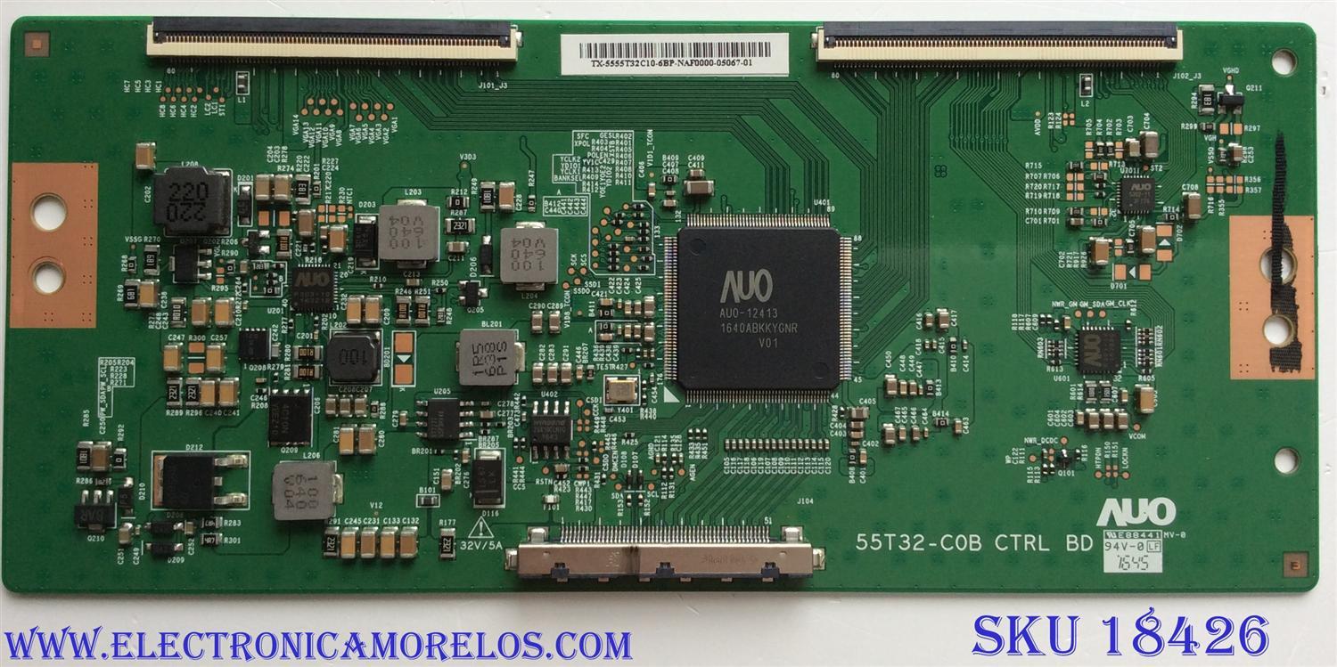 T-CON PARA TV ELEMENT / NUMERO DE PARTE 55.55T32.C10 / 55T32-C0B CTRL BD / 5555T32C10 / PANEL T550-0UK-DLED / DISPLAY T550QVN05.0 / MODELO EL4KAMZ5517T LE-55GUK-A1