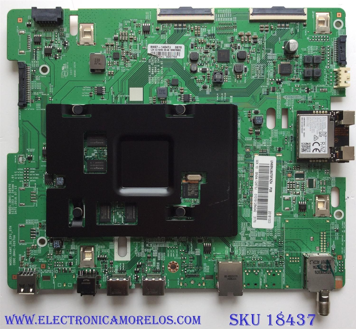 MAIN PARA TV SAMSUNG 4K·UHD·HDR / NUMERO DE PARTE BN94-12873J / BN41-02670A / BN97-14047J / BN9412873J / PANEL CY-NN065HGYV1H / MODELOS UN65NU6070 / UN65NU6070FXZA ZA02 / UN65NU6080FXZA / UN65NU6900 / UN65NU6900FXZC / UN65NU6900FXZA ZA02