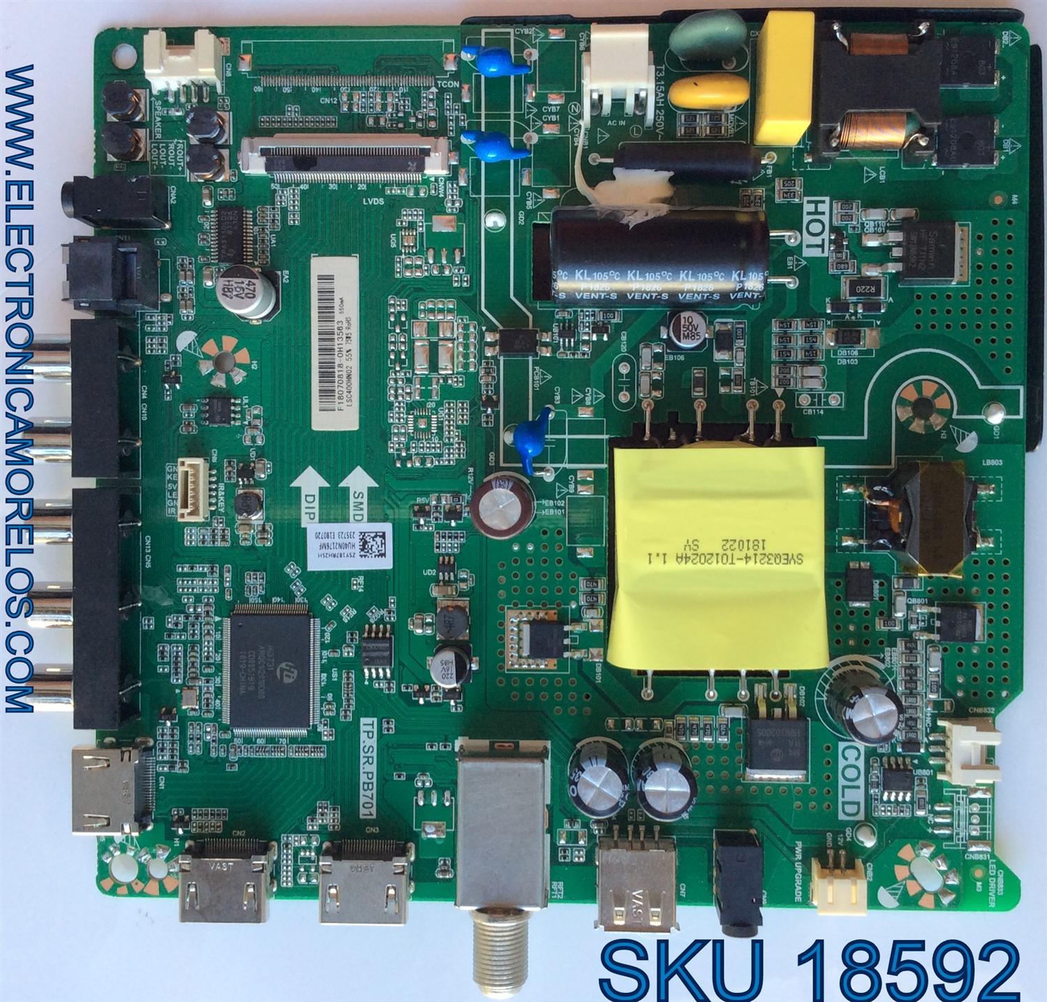 MAIN / FUENTE ( COMBO ) / HISENSE F18070818 / TP.SR.PB701 / PANEL LSC400HN02 / MODELO 40EU3000	