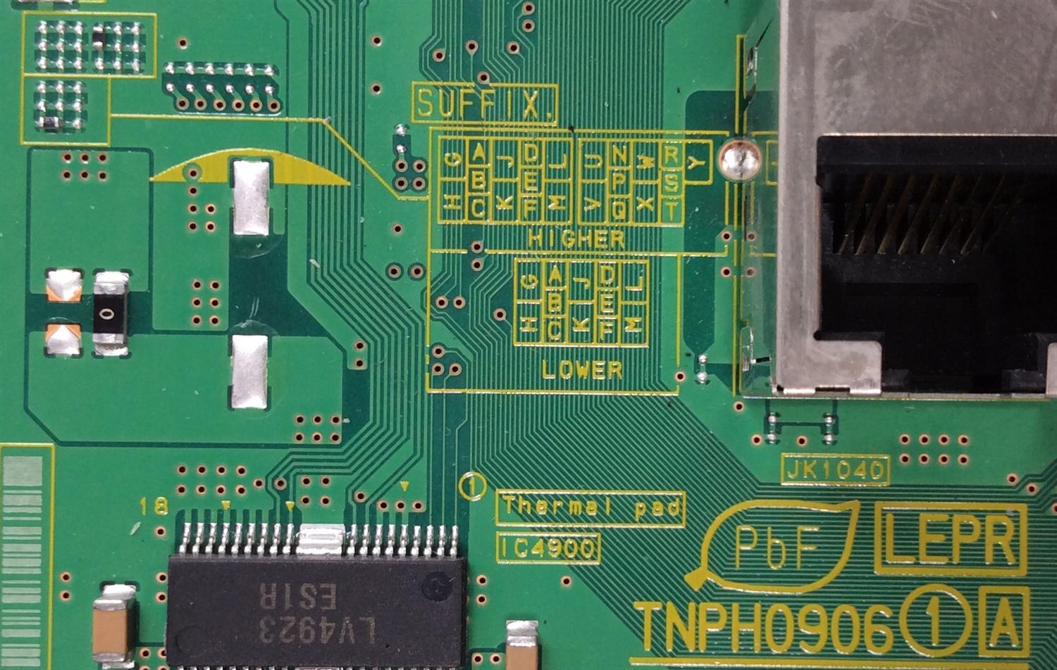 MAIN / PANASONIC TXN/A1NAUUS / TNPH0906UC / TNPH0906 / SUSTITUTA TNPH0906AC / PANEL VVX37F101G00 / MODELO TC-L37E3	 - Imagen 2