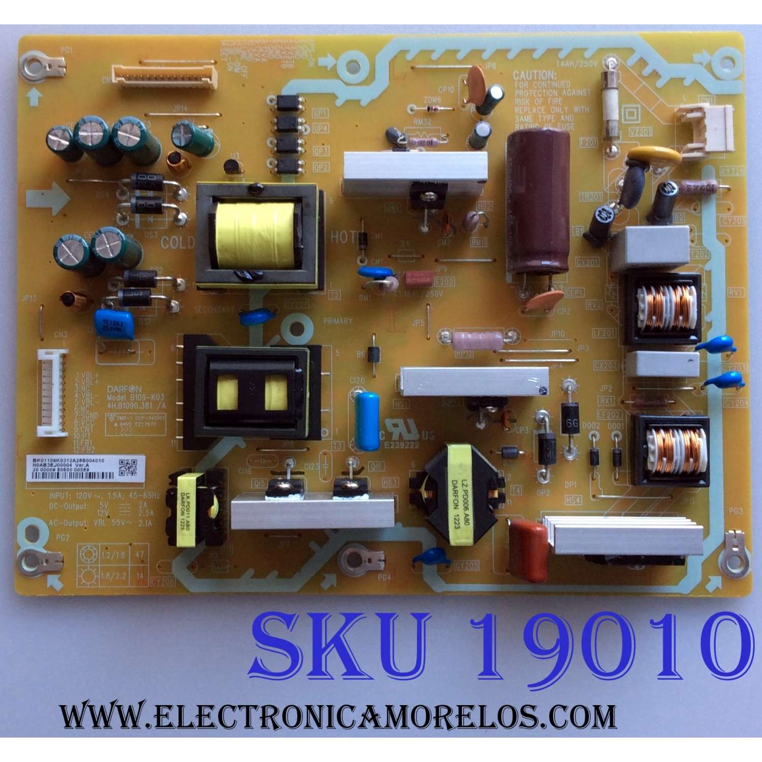FUENTE DE PODER / SANYO N0AB3EJ00004 / 4H.B1090.381/A / BK.01109.K03 / NOAB3EJ00004 / B109-K03 / PANEL T390HVN01.0 / MODELOS DP39842 P39842-04 / FVM3982 P39842-05