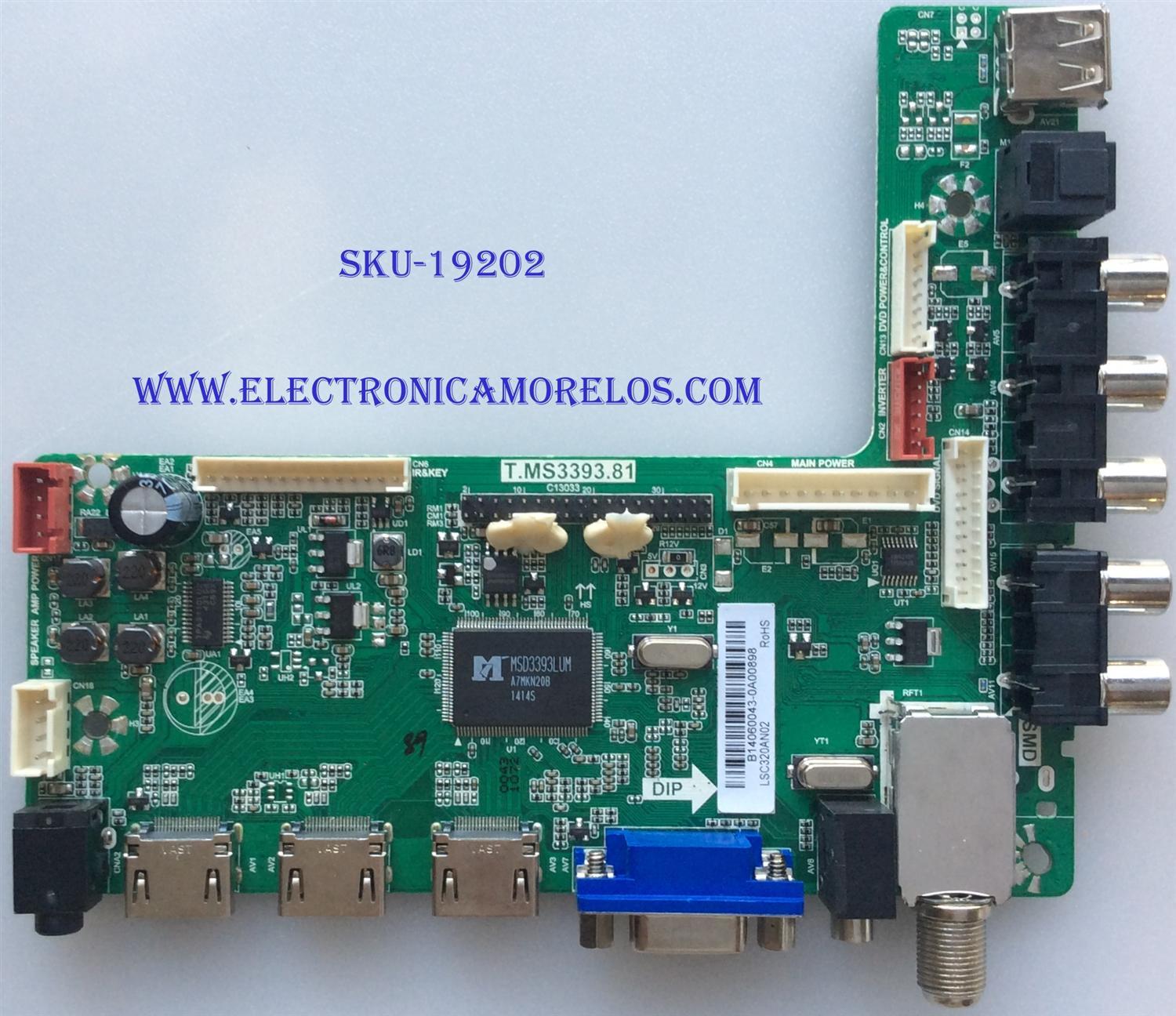 MAIN / SEIKI B14060043 / T.MS3393.81 / SY14310-1 / 890-M00-06N59 / PANEL LSC320AN02 / MODELO SE32HY27-D