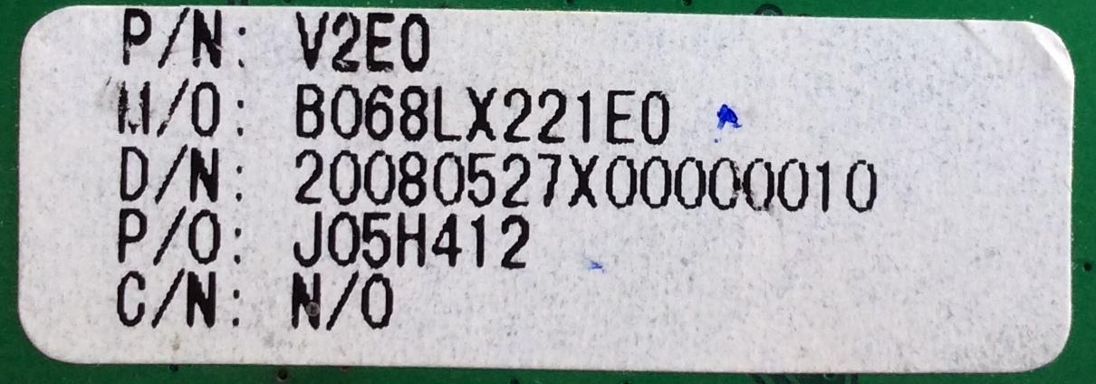 MAIN / TV 22" LCD / J05H412 / CV068L / B068LX221E0 / 20080527X00000010 / PANEL M220Z1 -L01 REV.C1 / MODELO TL2272-TP - Imagen 2