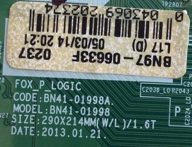 MAIN / SAMSUNG / BN94-06205B / BN97-06633F / BN41-01998A / PANEL'S S60FH-YE02 / S60FH-YB05 / MODELO PN60F8500AFXZA US01 - Imagen 3