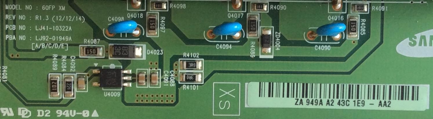 X-SUS / SAMSUNG / BN96-25208A / LJ41-10322A / LJ92-01949A / 949A /  MODELO PN60F8500AFXZA US01 - Imagen 2