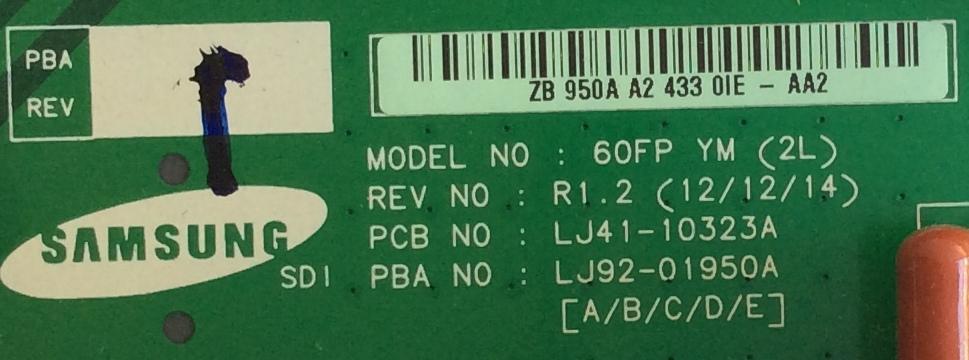 Y-SUS / SAMSUNG / BN96-25207A / LJ41-10323A / LJ92-01950A / MODELO PN60F8500AFXZA US01 - Imagen 2