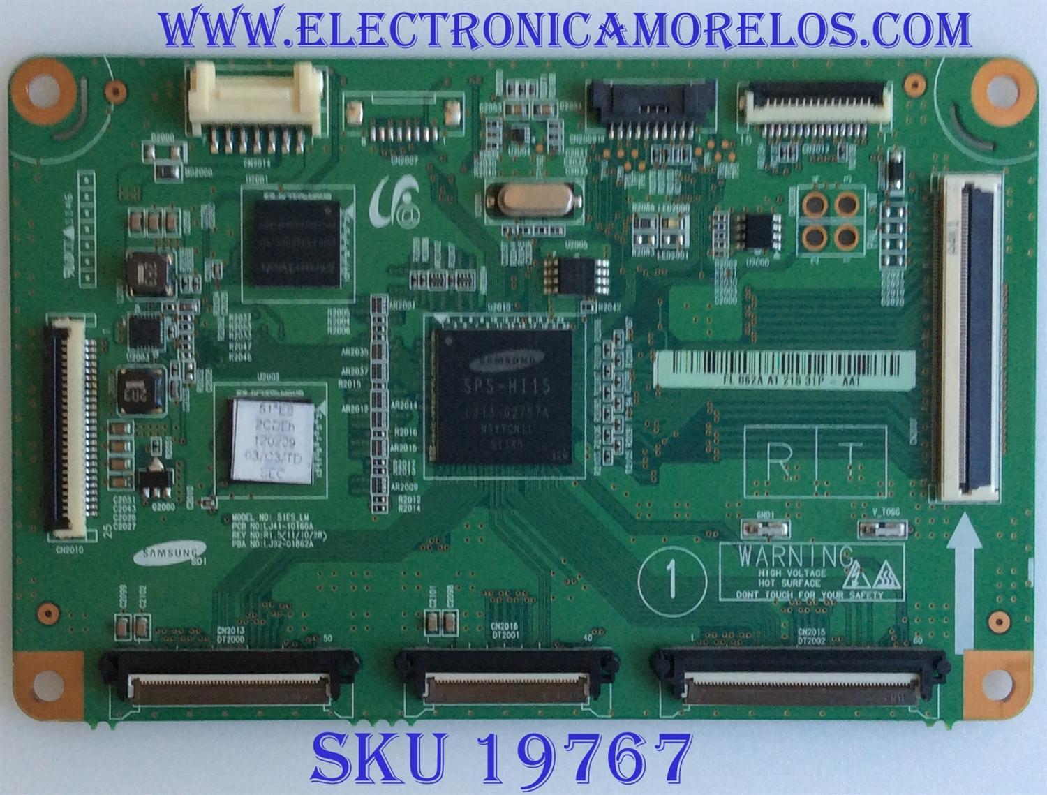 T-CON / SAMSUNG / BN96-22010A / LJ41-10166A / LJ92-01862A / PANEL'S S51FH-YD02 / S51FH-YB02 / MODELOS  PN51E7000FFXZA TS02 / PN51E8000GFXZA TS02