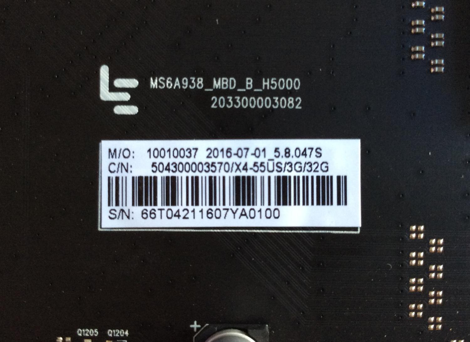 MAIN / LEECO 10010037 / MS6A938_MBD_D_H5000  / PANEL TPT550U1-QVN02.U REV_S000M / MODELO SUPER4 X55 - Imagen 2