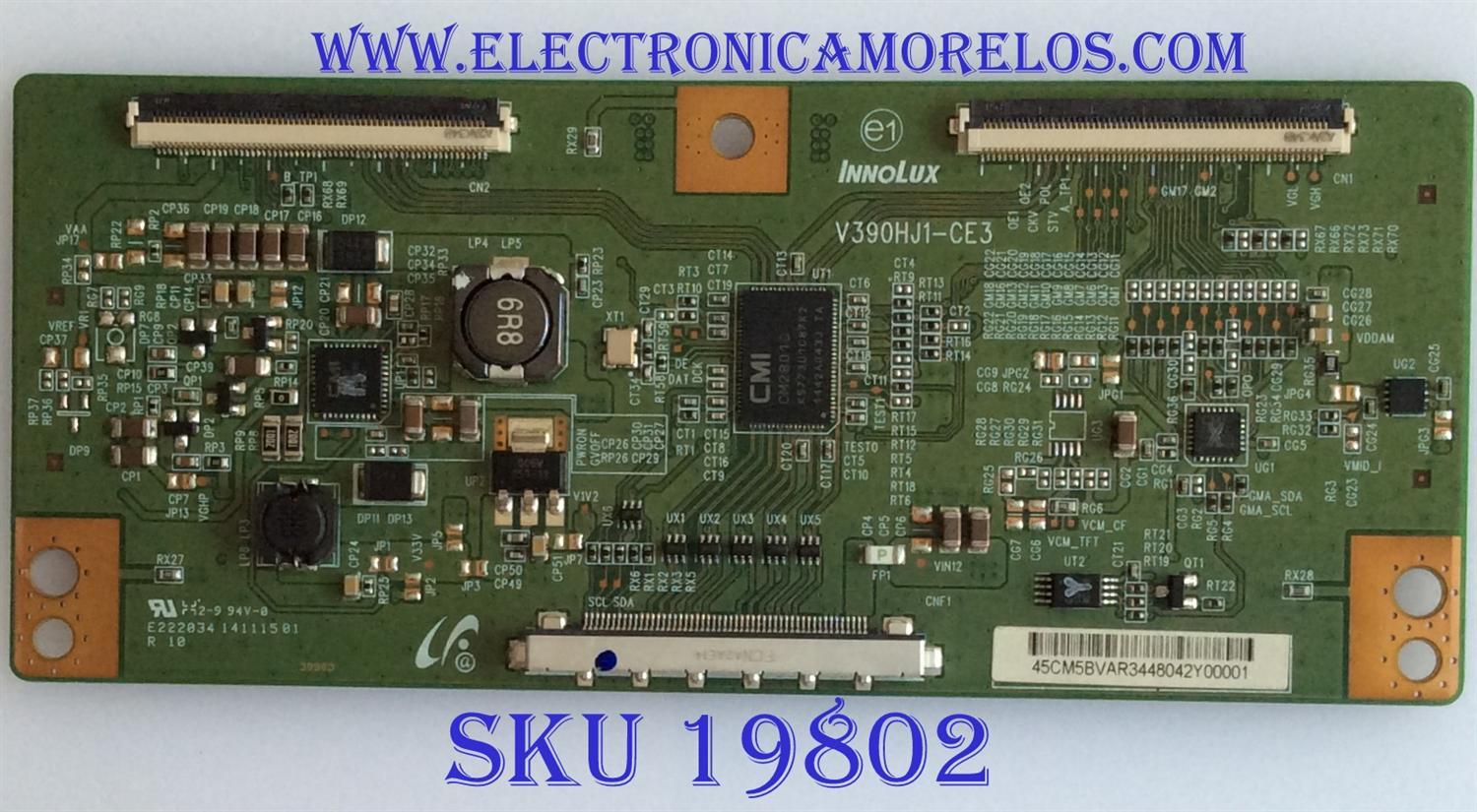 T-CON / PANASONIC / 45CM5BVAR / V390HJ-CE3 / 14111501 / 45CM5BVAR3448042Y00001 / PANEL V500HV1-LE6 / MODELO TH-50LRU70