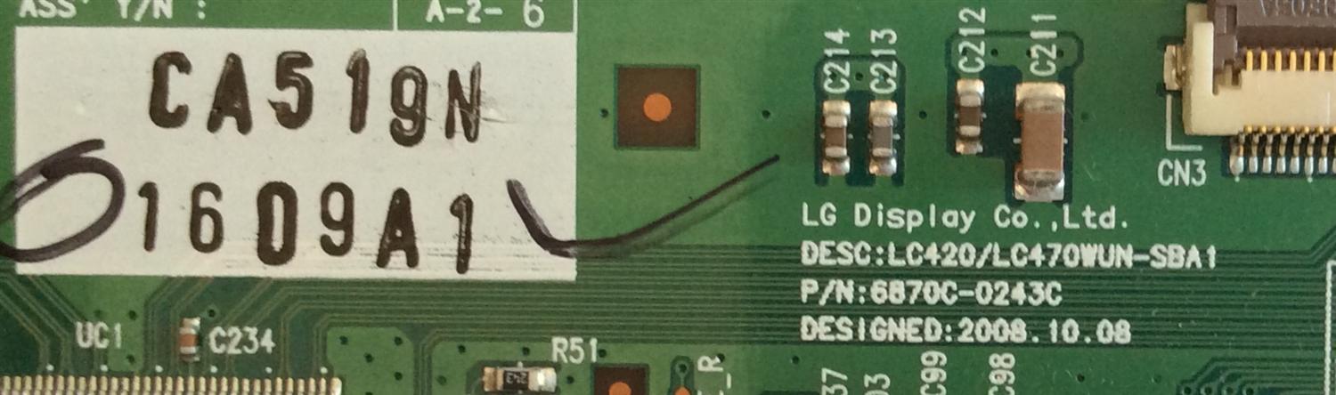 T-CON / PHILIPS / 6871L-1609A / 6870C-0243C / PANEL LC420WUE-SBA1 / MODELO 42HFL5581L/27 - Imagen 2