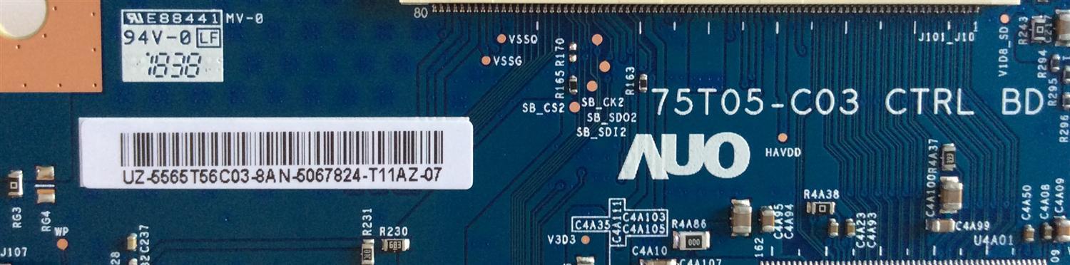 T-CON / VIZIO 55.65T56.C03 / 5565T56C03 / 75T05-C03-CTRL BD / PANEL T650QVF09.0 / DISPLAY T650QVN07.2 / MODELO PQ65-F1 LTMAXRLU - Imagen 2