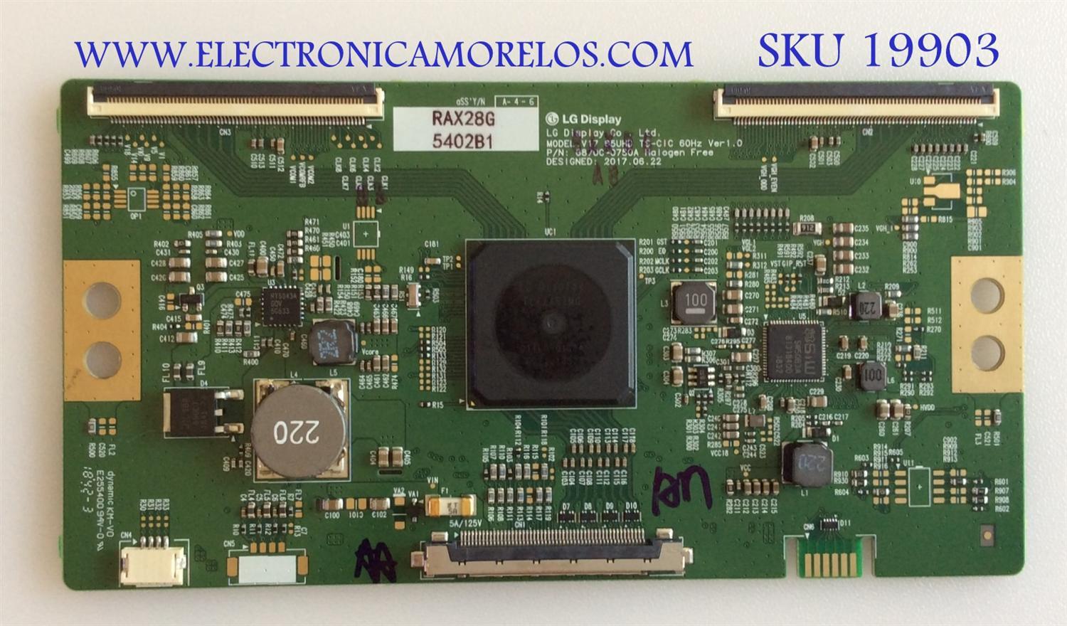 T-CON / LG 6871L-5402B / 6870C-0750A / 5402B / MODELOS  65UK6500AUA.AUSWLJR / 65UK6500AUA.BUSWLJR / 65UV340C-UB.AUSYLJR