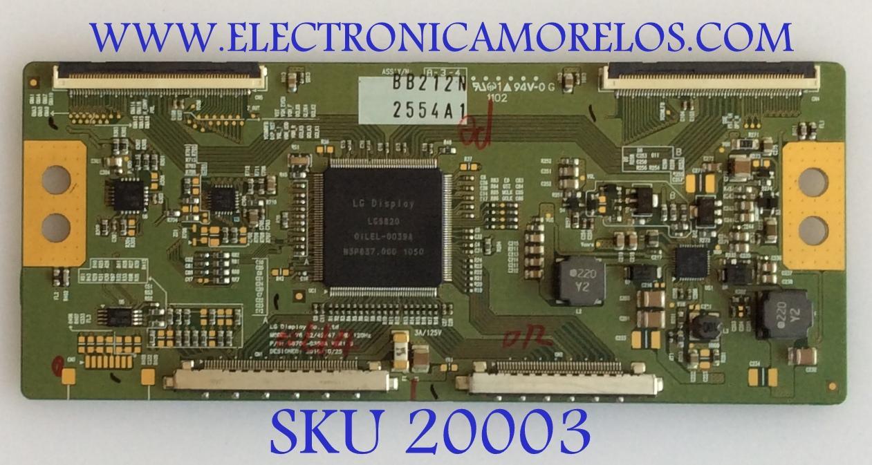 T-CON / LG / 6871L-2554A / 6870C-0358A / PANEL LC420EUE-SDA1 / PARTES SUSTITUTAS 6871L-2411C / 6871L-2693A / 6871L-2411B / 6871L-2411D / 6871L-2411A / 6871L-2789A / 6871L-2667A / 6871L-2573A / MODELO 42LV5500-UA