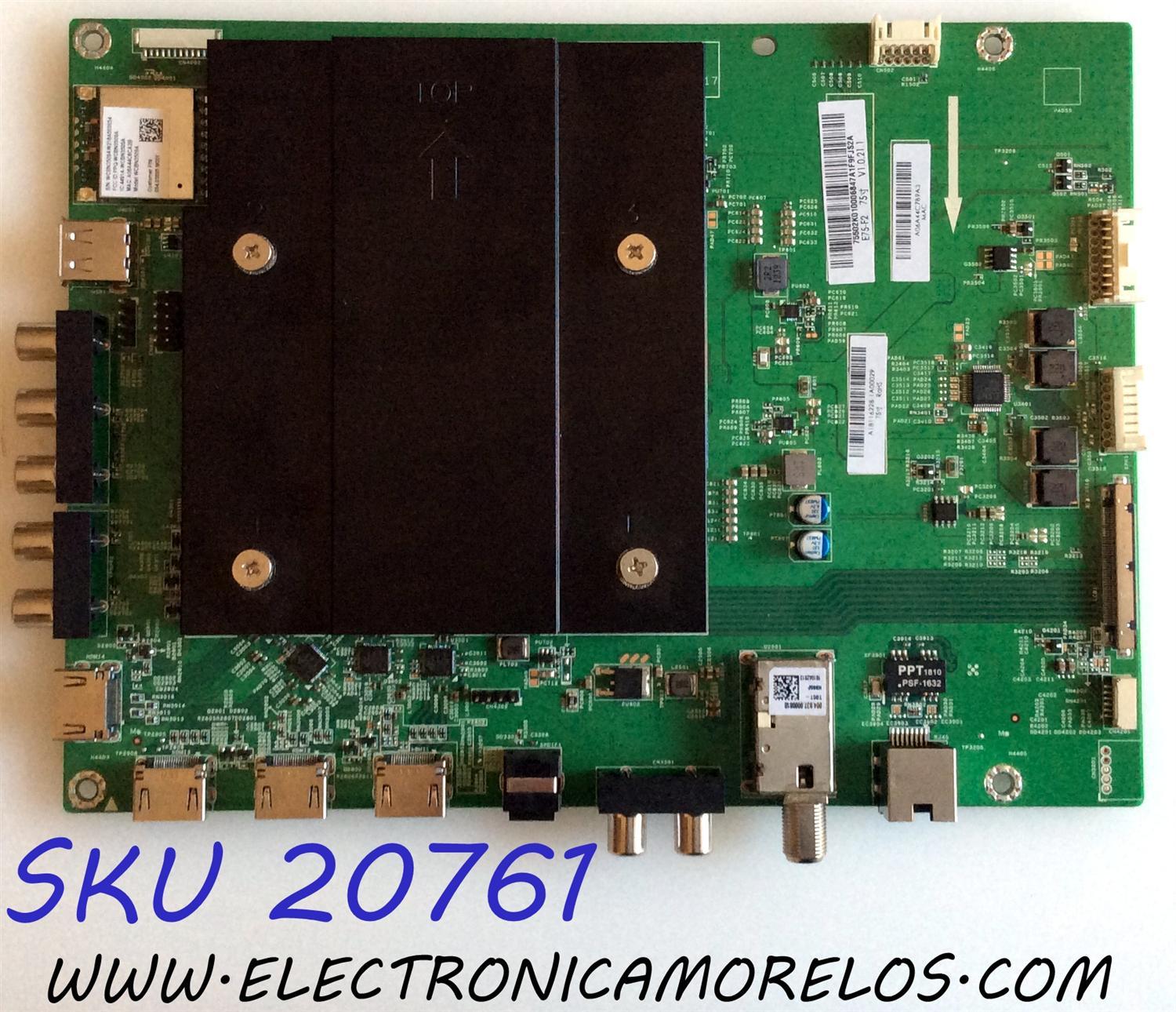 MAIN VIZIO / 791.02K10.0003 / 75502K010006 / 748.02K01.0 / L7120-1 / PANEL T750QVR01.2 / MODELO E75-F2 LWZ2WWNU