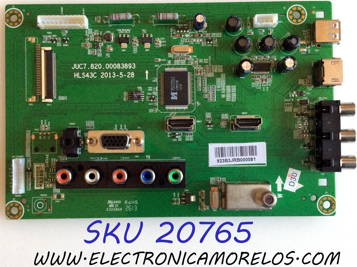 MAIN RCA / 923B3JRB / JUC7.820.00083893 / HLS43C / PANEL S43SD-YD02 / MODELO 