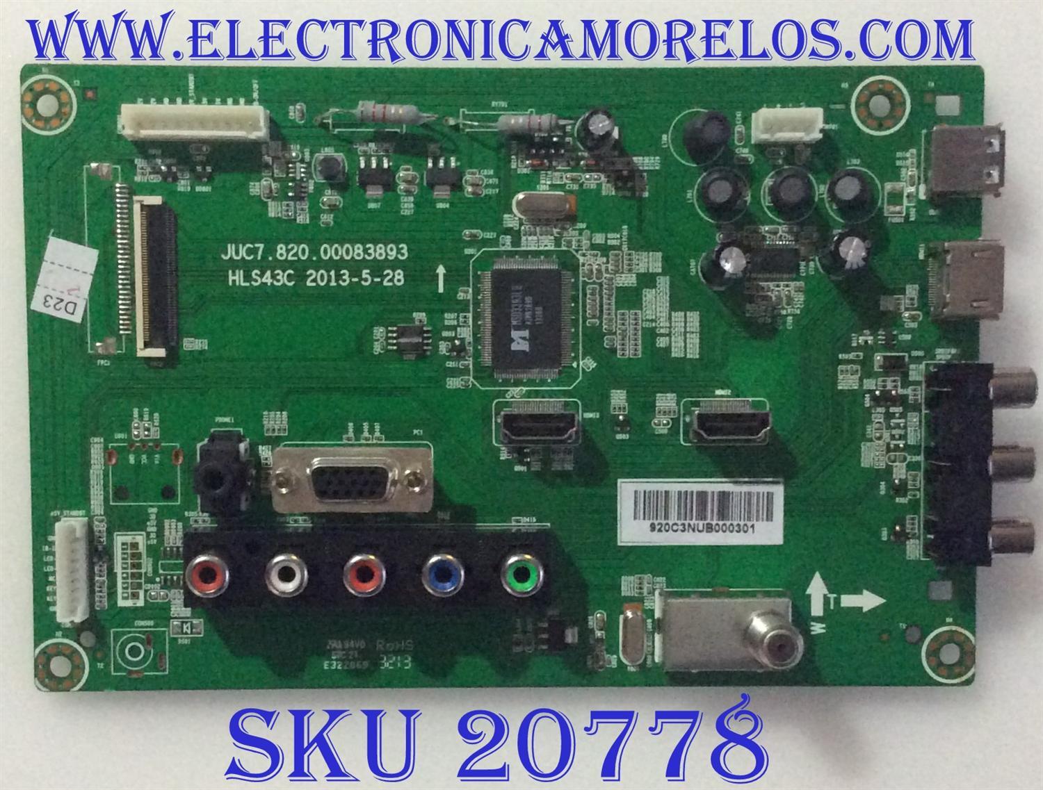 MAIN RCA / 920C3NUB / JUC7.820.00083893 / HLS43C / PANEL S43SD-YD02 / MODELO 43"