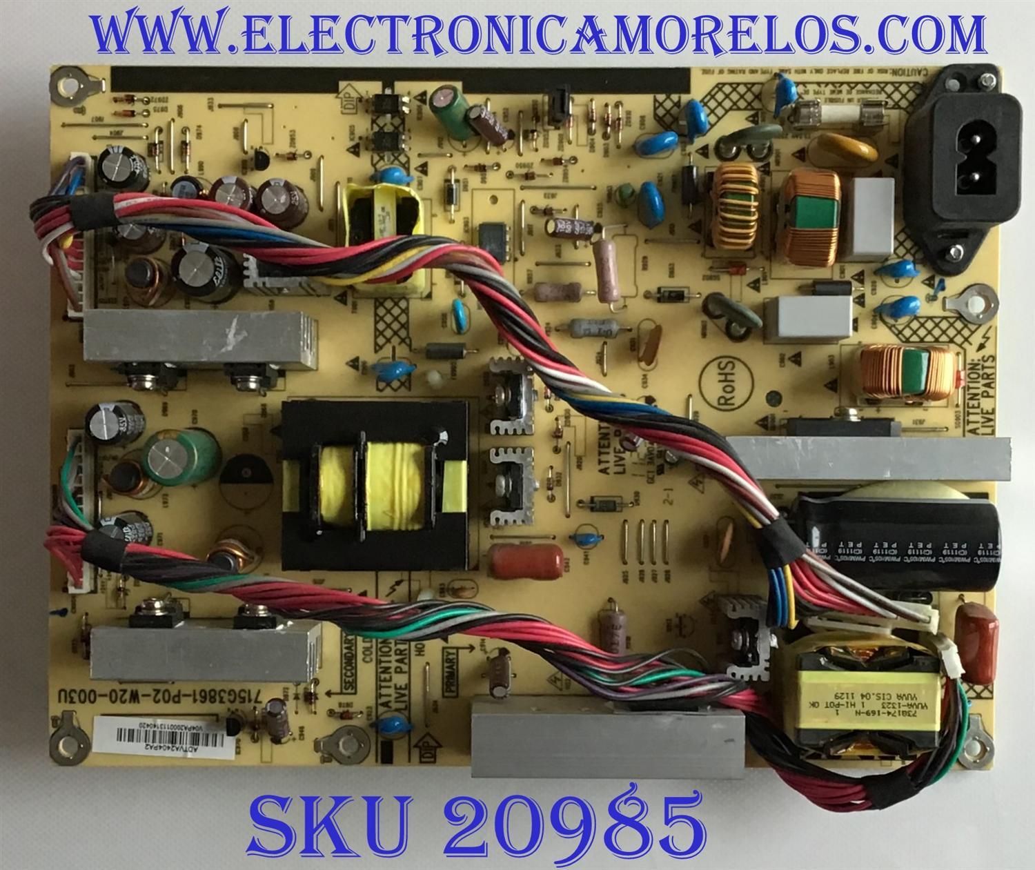 FUENTE DE PODER PHILIPS / ADTVA2404PA2 / 715G3861-P02-W20-003U / MODELO 32HFL5662L/F7