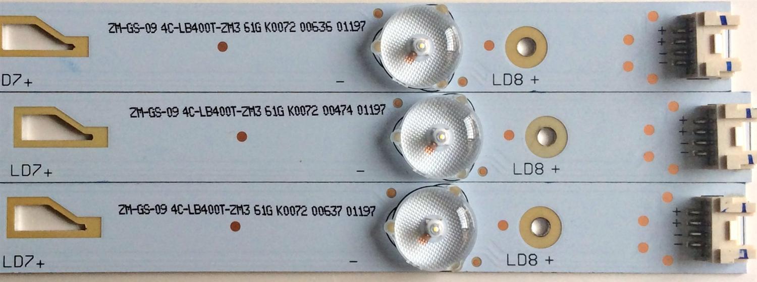 KIT DE LED`S PARA TV (3 PIEZAS)  / TCL OEM40LB04_LED3030 / ZM-GS-V1-02 4C-LB400T-ZM3 64P K0073 03517 04202 / ZM-GS-09 / 4C-LB400T-ZM3 / 61G K0072 / MODELO 40FS3800 / PANEL LVF400SS0T E6	 - Imagen 3
