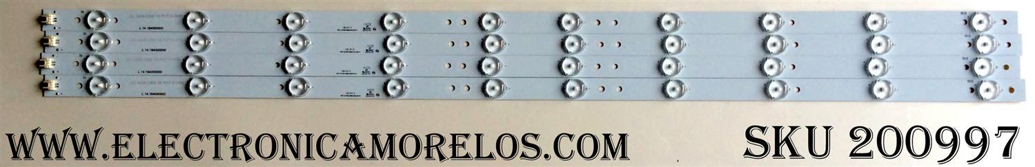 KIT DE LED PARA TV / ELEMENT L.14.164000000(4 PZAS.) / 101914 / PB11D785183BL042-001H / PANEL T400D3-HA24-DY4 MODELO ELEFW408 A1400	